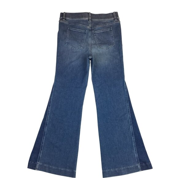 Spanx Flare Mid-Rise Blue Denim Jeans Womens Medium Stretchy Wide-Leg Blue - Picture 8 of 12